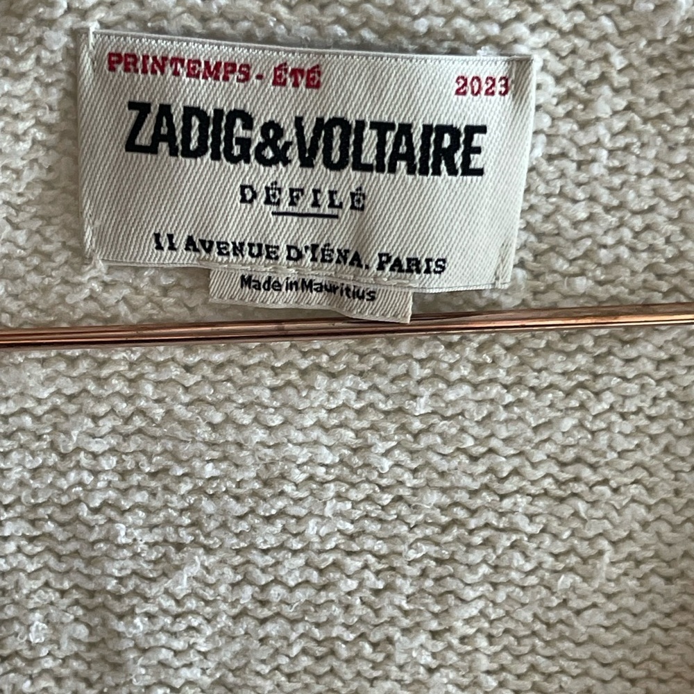 ZADIG & VOLTAIRE NWT Hiko Frayed Trim Silk Blend Ecru And Blue Minidress - Picture 4 of 15